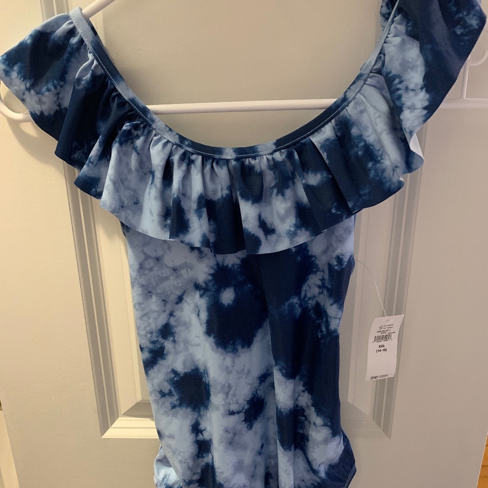 Gap Girls Blue Tie-Dye One Piece Bathing Suit